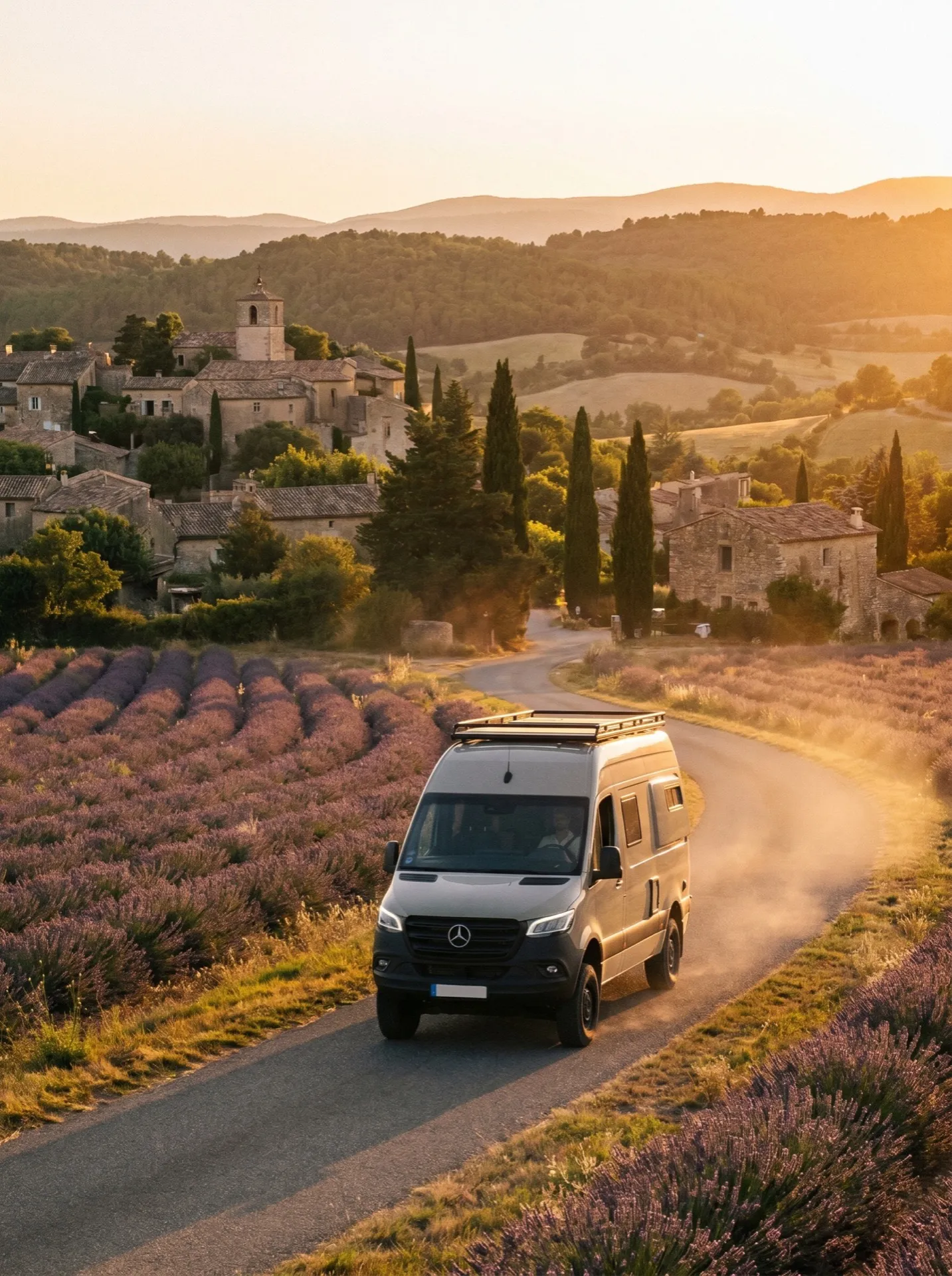 Van Neo-NOMAD sur une route ouverte de Provence — formule Liberté NOMAD
